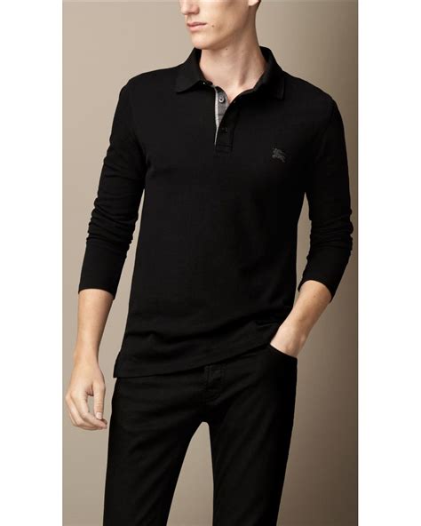 burberry long sleeve polo black